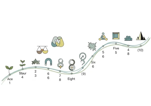Visual showing progression of tarot numbered cards
