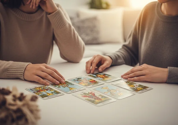 Couple doing tarot reading for love and relationship advice