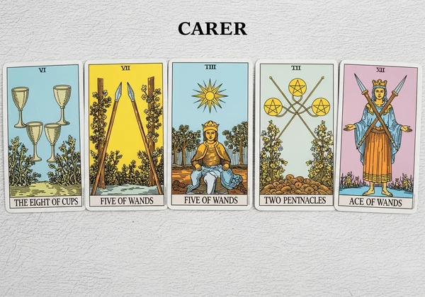 Example 5-card tarot spread for career with specific cards.