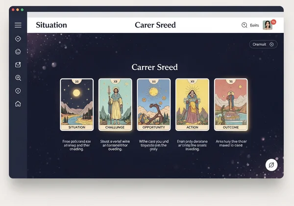 Modern online tarot reading interface for career guidance.