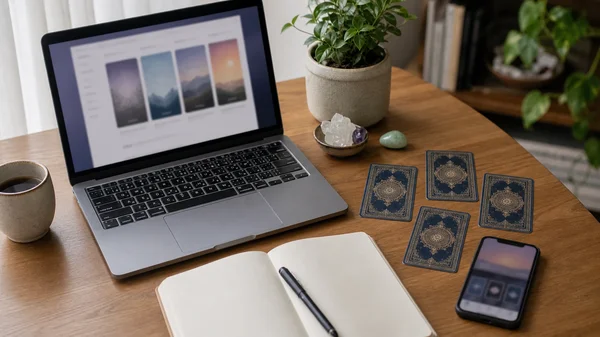 Beginner tarot study desk