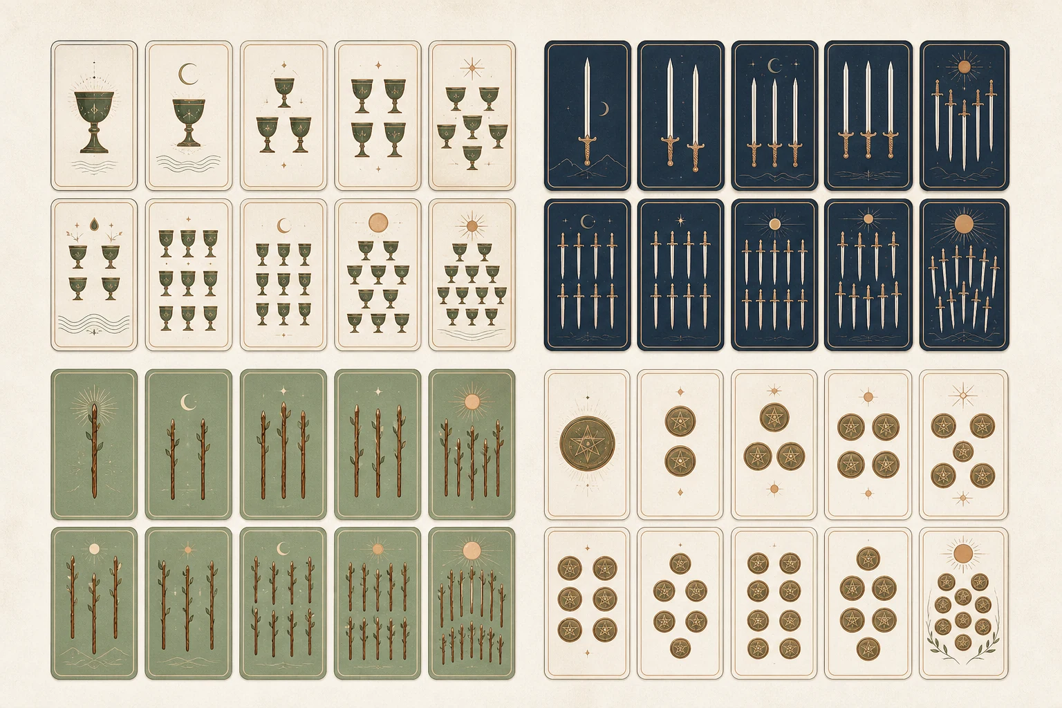 Minor arcana number grid