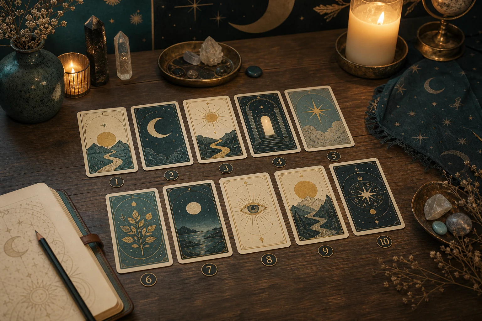Numbered tarot spread